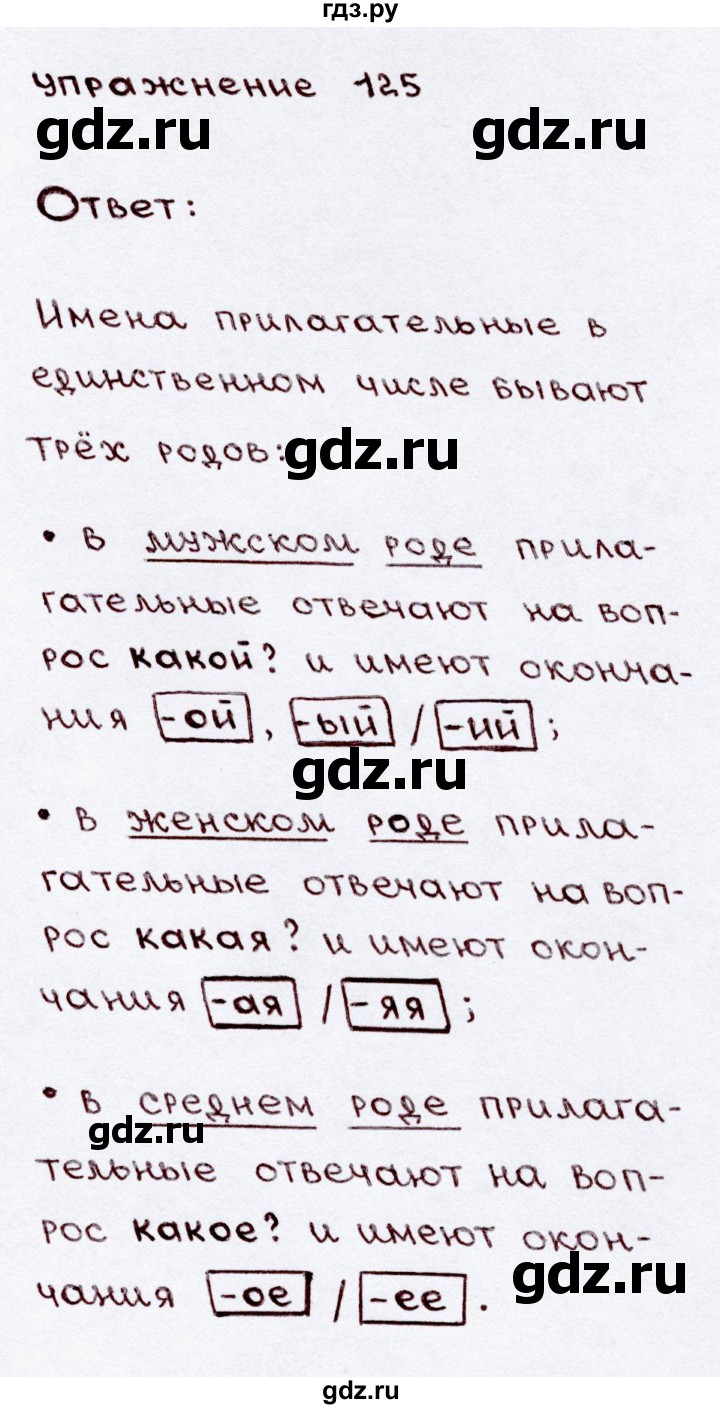 ГДЗ по русскому языку 3 класс Канакина, Горецкий часть 2 - ответ на номер 125, Решебник 2015 №3