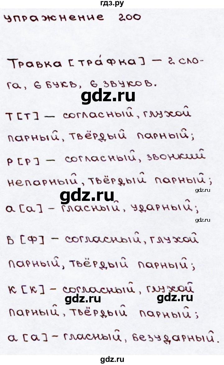 ГДЗ по русскому языку 3 класс Канакина, Горецкий часть 2 - ответ на номер 200, Решебник 2015 №3