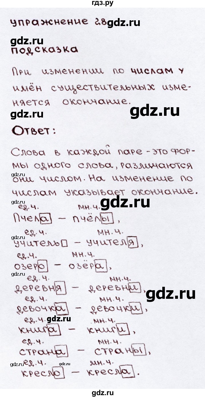 ГДЗ по русскому языку 3 класс Канакина, Горецкий часть 2 - ответ на номер 28, Решебник 2015 №3