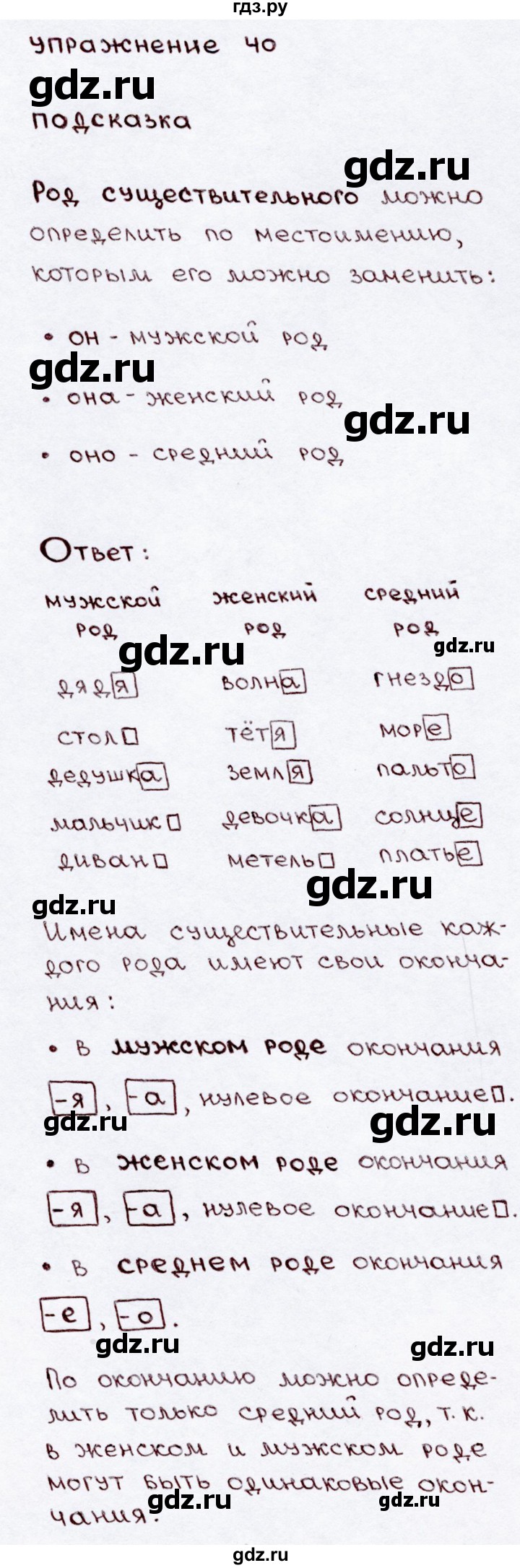 ГДЗ по русскому языку 3 класс Канакина, Горецкий часть 2 - ответ на номер 40, Решебник 2015 №3