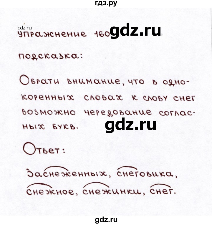 ГДЗ по русскому языку 3 класс  Климанова   часть 1 / упражнение - 160, Решебник №3 к учебнику 2015