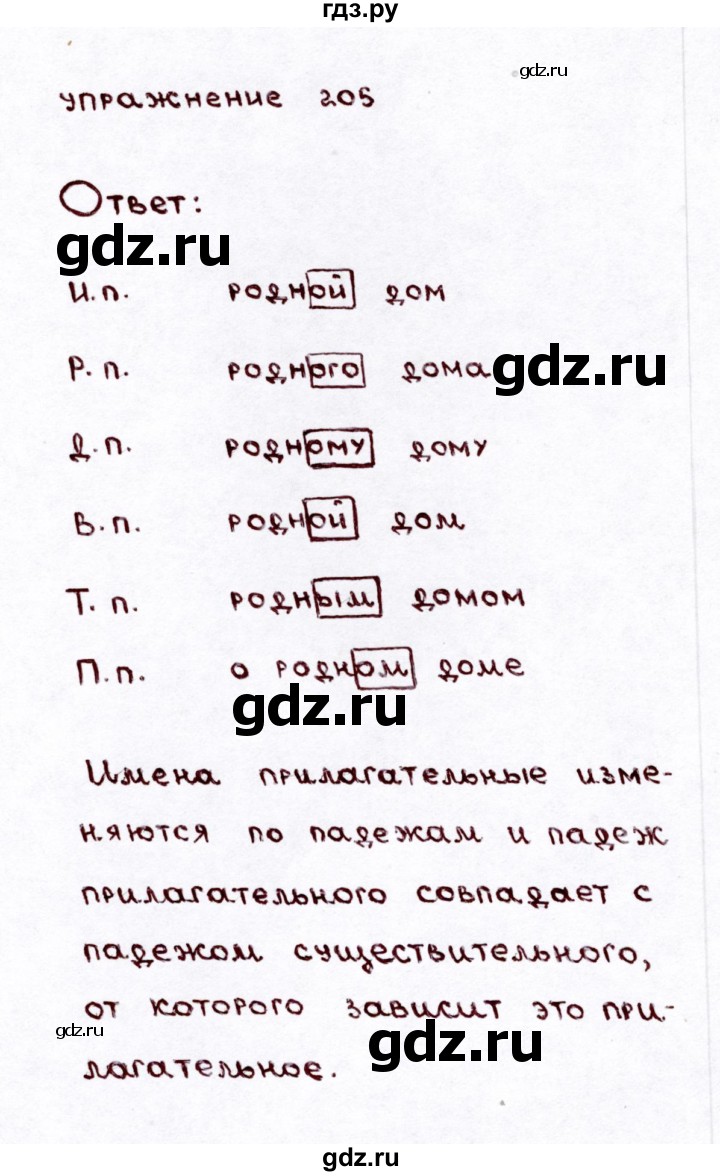 ГДЗ часть 2 / упражнение 205 русский язык 3 класс Климанова, Бабушкина