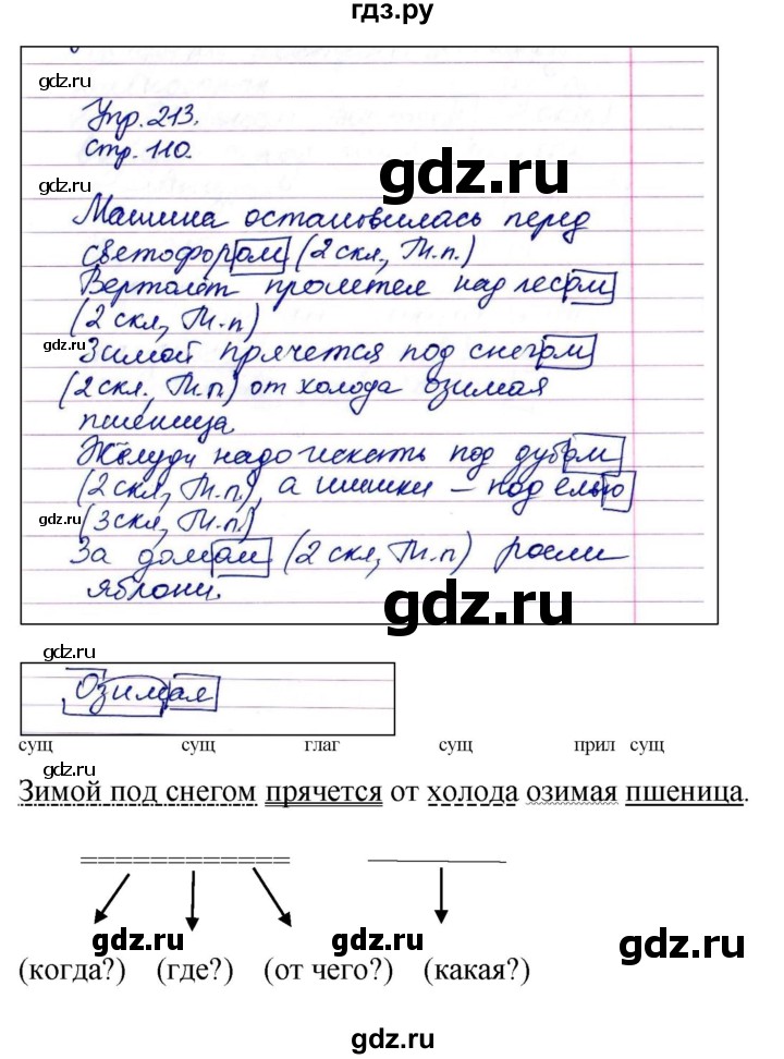 ГДЗ по русскому языку 4 класс  Рамзаева   упражнение - 213, Решебник №1
