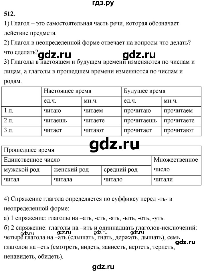 ГДЗ по русскому языку 4 класс  Рамзаева   упражнение - 512, Решебник №1