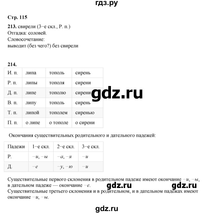 ГДЗ по русскому языку 4 класс Рамзаева   часть 1. страница - 115, Решебник 2024