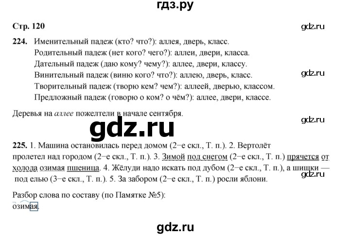 ГДЗ по русскому языку 4 класс Рамзаева   часть 1. страница - 120, Решебник 2024