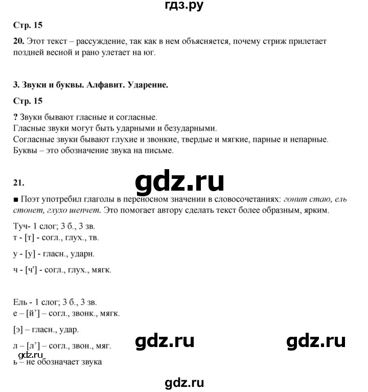 ГДЗ по русскому языку 4 класс Рамзаева   часть 1. страница - 15, Решебник 2024