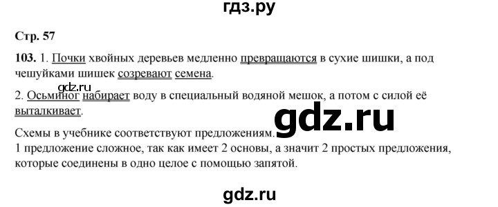 ГДЗ по русскому языку 4 класс Рамзаева   часть 1. страница - 57, Решебник 2024