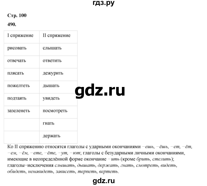 ГДЗ по русскому языку 4 класс Рамзаева   часть 2. страница - 100, Решебник 2024