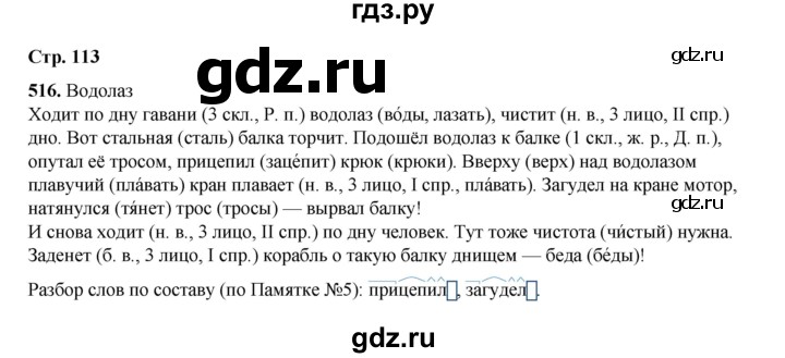 ГДЗ по русскому языку 4 класс Рамзаева   часть 2. страница - 113, Решебник 2024