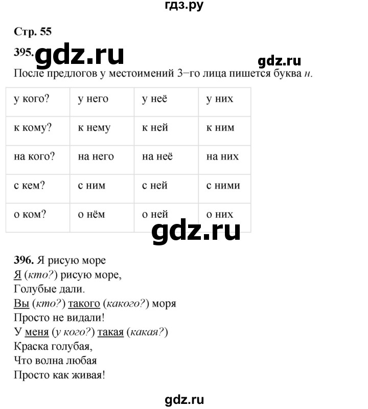 ГДЗ по русскому языку 4 класс Рамзаева   часть 2. страница - 55, Решебник 2024