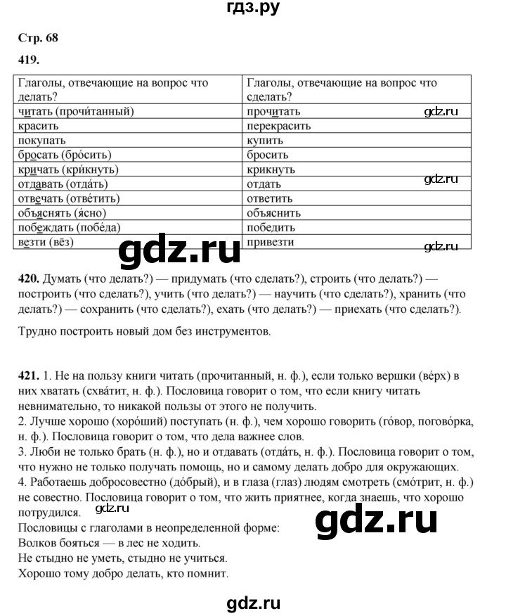 ГДЗ по русскому языку 4 класс Рамзаева   часть 2. страница - 68, Решебник 2024