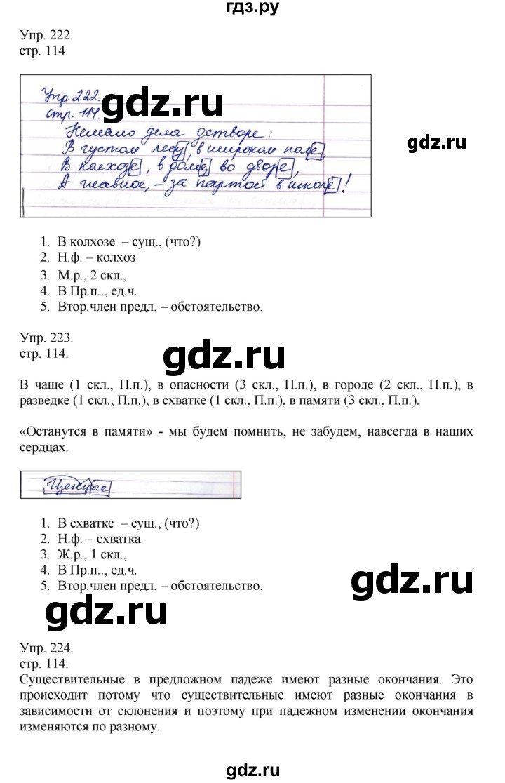 ГДЗ по русскому языку 4 класс Рамзаева   часть 1. страница - 114, Решебник №1 2014