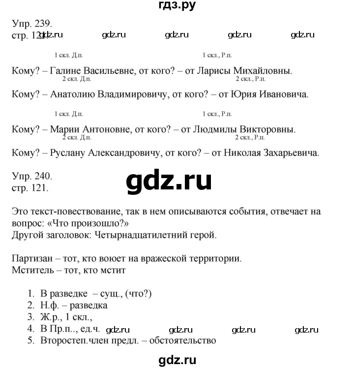 ГДЗ по русскому языку 4 класс Рамзаева   часть 1. страница - 121, Решебник №1 2014