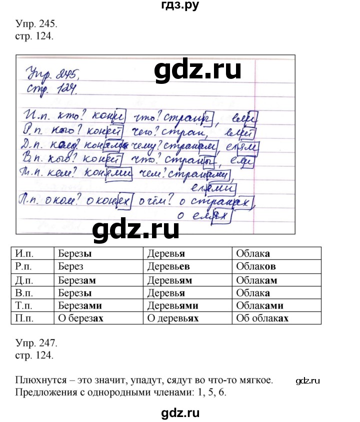 ГДЗ по русскому языку 4 класс Рамзаева   часть 1. страница - 124, Решебник №1 2014