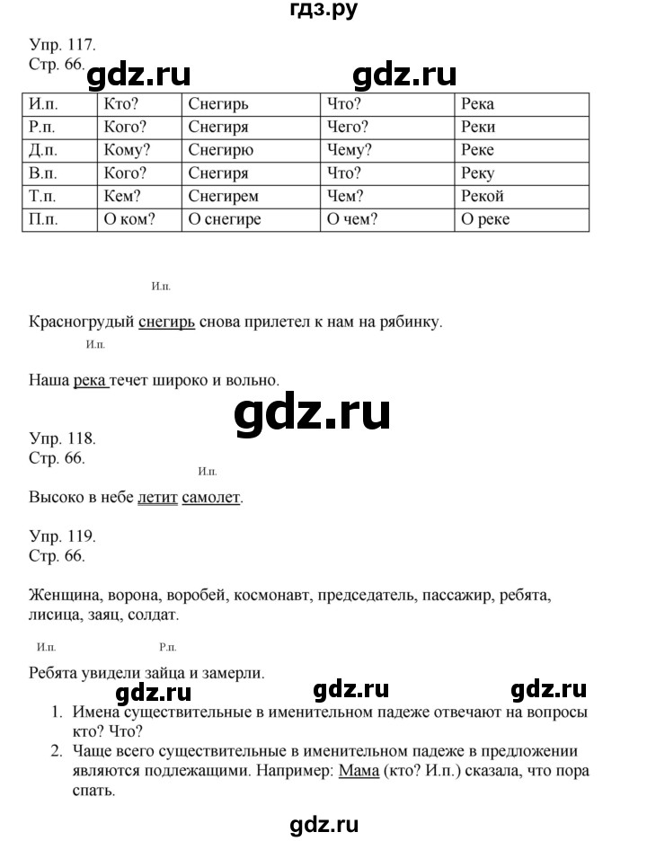 ГДЗ по русскому языку 4 класс Рамзаева   часть 1. страница - 66, Решебник №1 2014