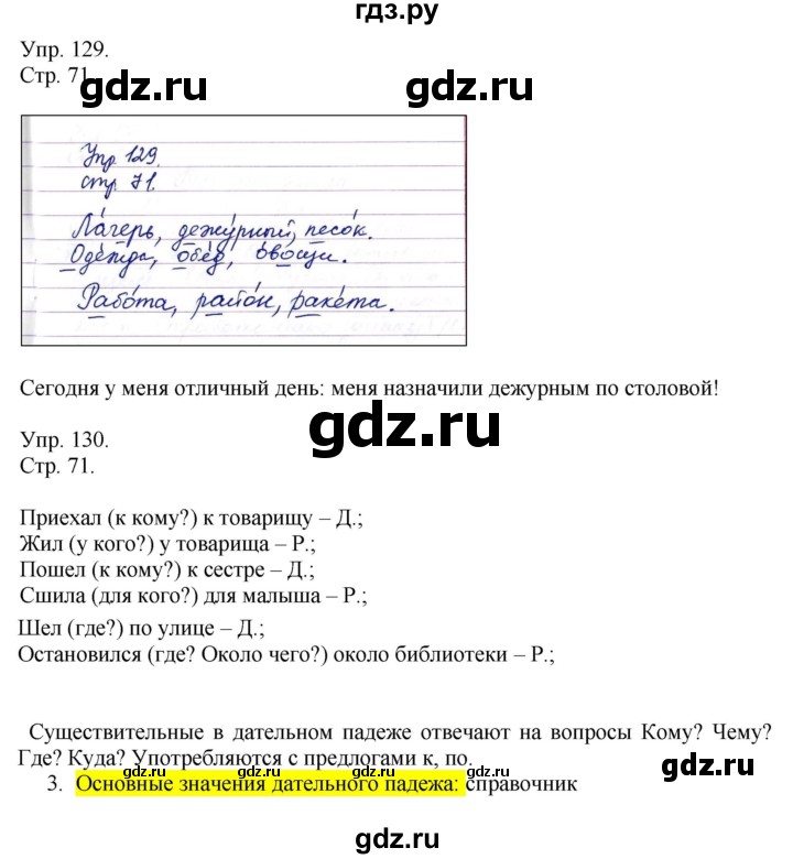 ГДЗ по русскому языку 4 класс Рамзаева   часть 1. страница - 71, Решебник №1 2014