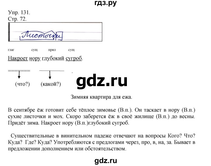 ГДЗ по русскому языку 4 класс Рамзаева   часть 1. страница - 72, Решебник №1 2014