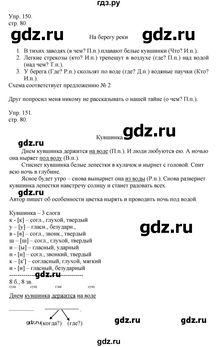 ГДЗ по русскому языку 4 класс Рамзаева   часть 1. страница - 80, Решебник №1 2014