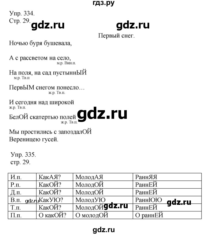 ГДЗ по русскому языку 4 класс Рамзаева   часть 2. страница - 29, Решебник №1 2014