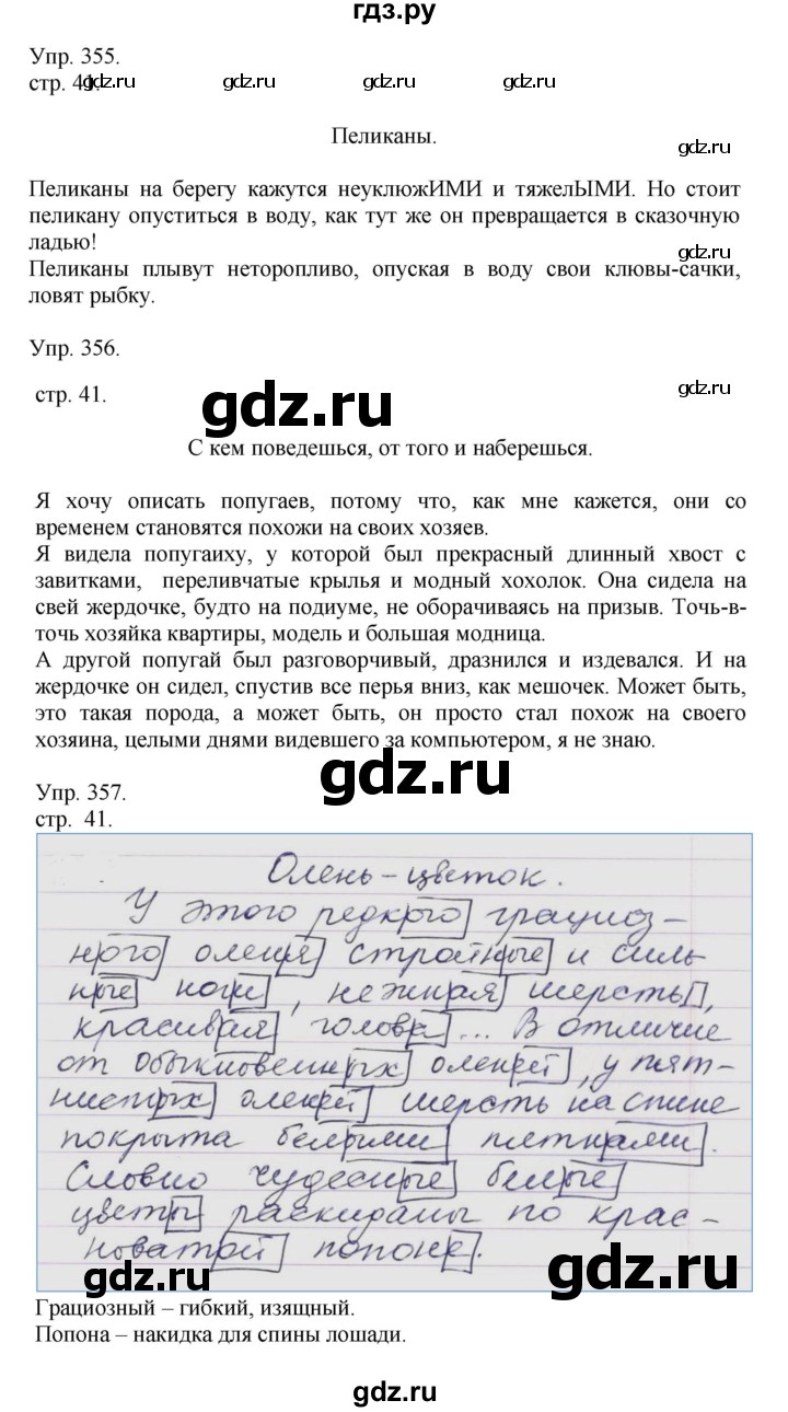 ГДЗ по русскому языку 4 класс Рамзаева   часть 2. страница - 41, Решебник №1 2014