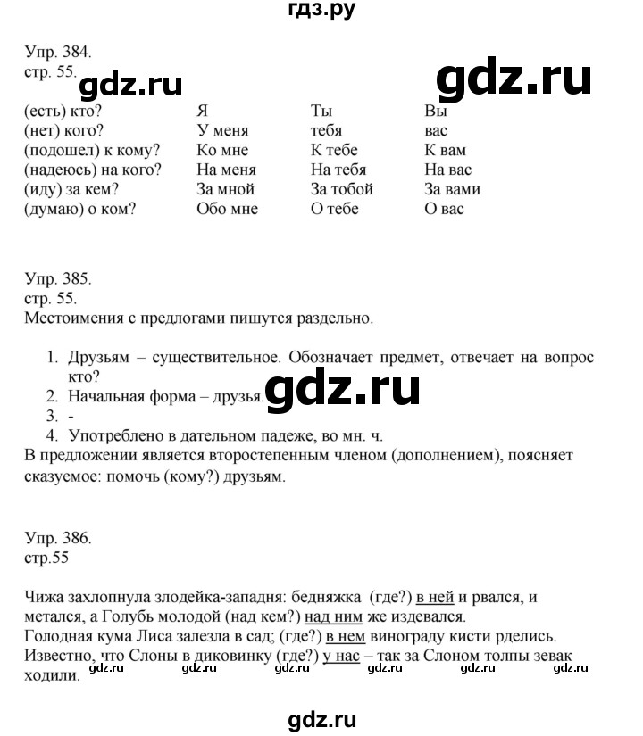 ГДЗ по русскому языку 4 класс Рамзаева   часть 2. страница - 55, Решебник №1 2014