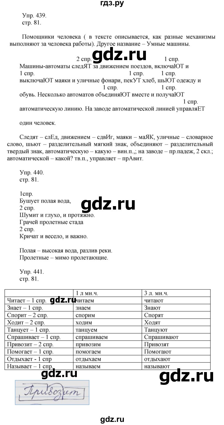 ГДЗ по русскому языку 4 класс Рамзаева   часть 2. страница - 81, Решебник №1 2014