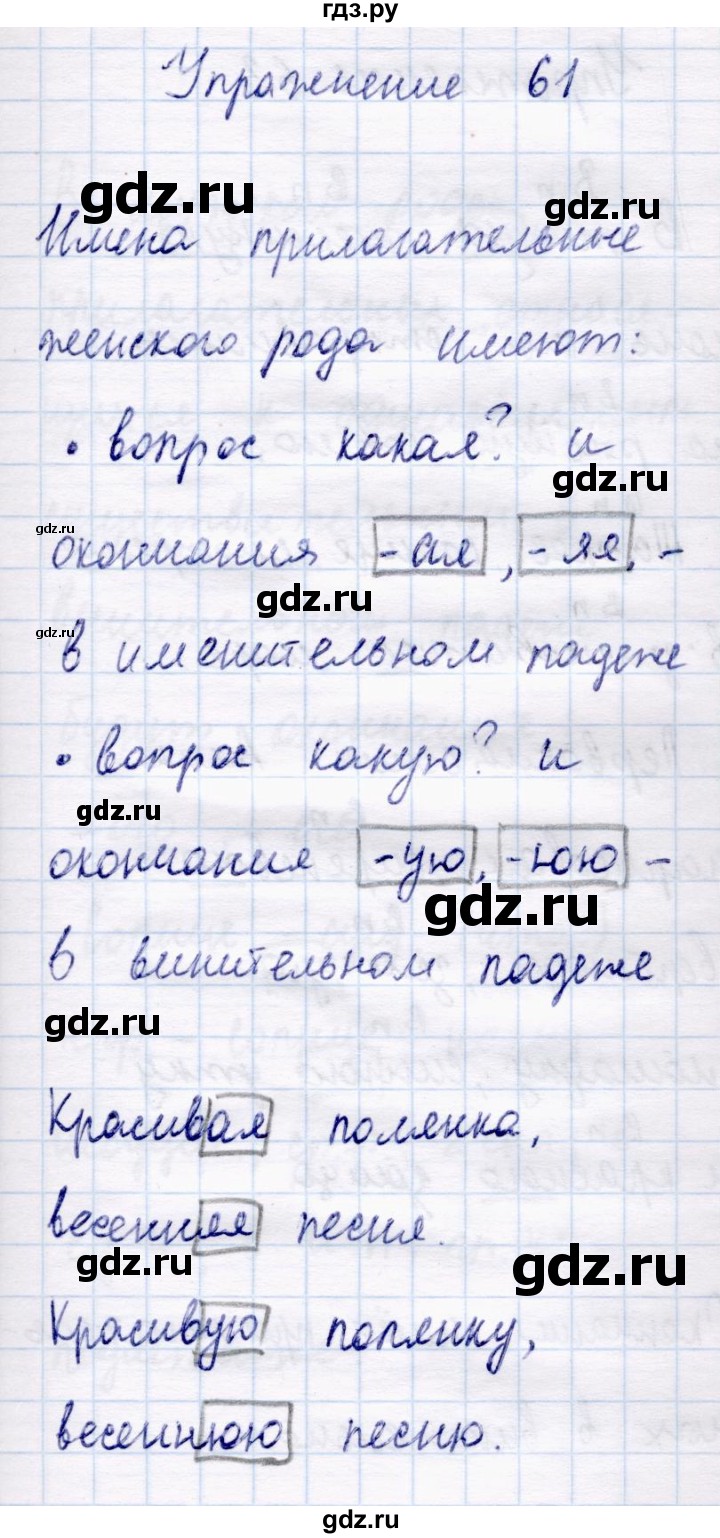 ГДЗ по русскому языку 4 класс  Канакина   часть 2 / упражнение - 61, Решебник №3