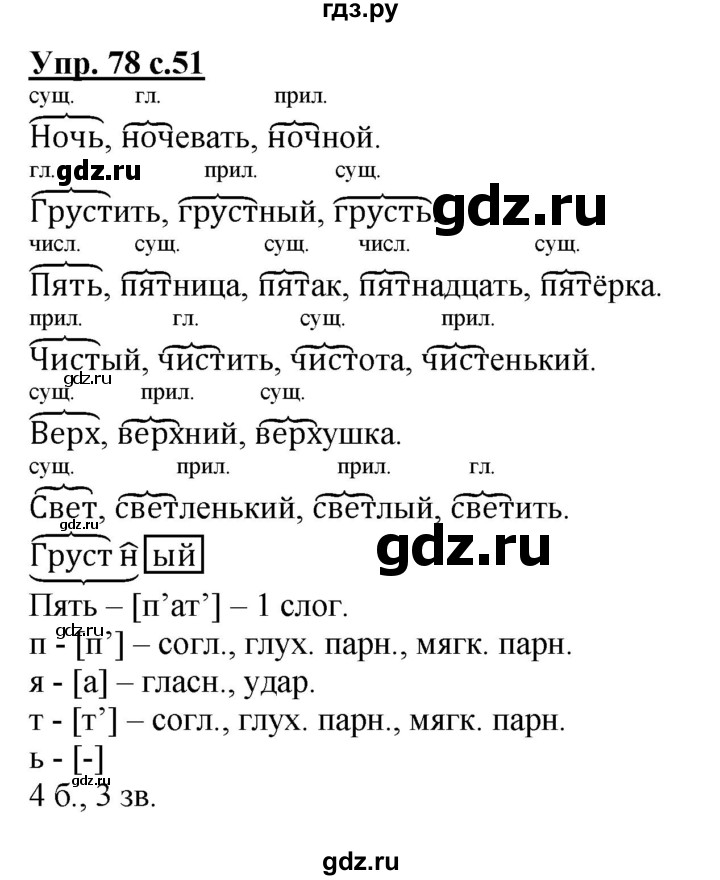 ГДЗ по русскому языку 4 класс  Канакина   часть 1 / упражнение - 78, Решебник №1 к учебнику 2014