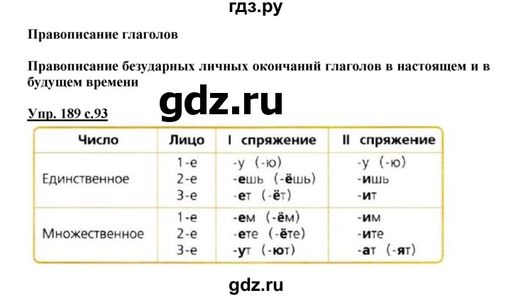 ГДЗ по русскому языку 4 класс  Канакина   часть 2 / упражнение - 189, Решебник №1 к учебнику 2014