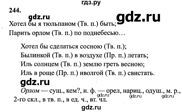 ГДЗ по русскому языку 4 класс  Канакина   часть 1 / упражнение - 244, Решебник №3 к учебнику 2014