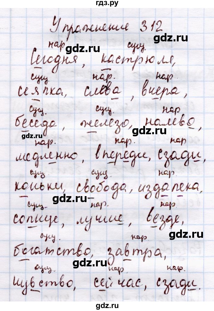 ГДЗ по русскому языку 4 класс  Канакина   часть 2 / упражнение - 312, Решебник 2015 №4