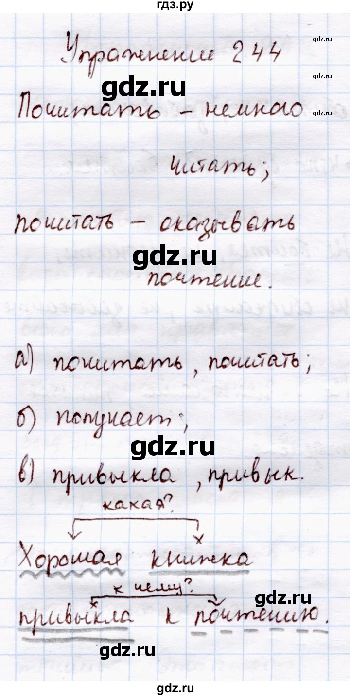 ГДЗ по русскому языку 4 класс  Канакина   часть 2 / упражнение - 244, Решебник №4 к учебнику 2014