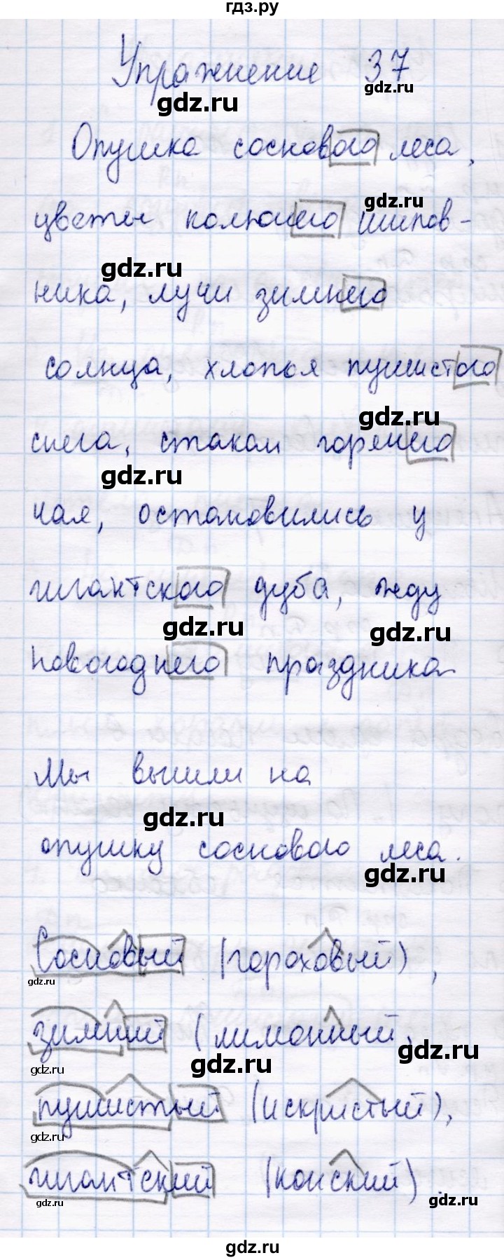 ГДЗ Часть 2 / Упражнение 37 Русский Язык 4 Класс Канакина, Горецкий