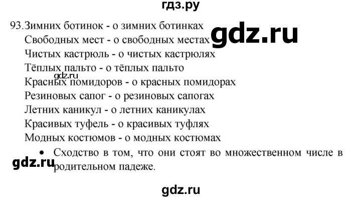 ГДЗ по русскому языку 4 класс  Канакина   часть 2 / упражнение - 93, Решебник 2023