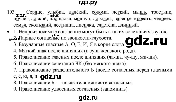 ГДЗ по русскому языку 4 класс  Канакина   часть 1 / упражнение - 103, Решебник к учебнику 2023