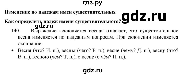 ГДЗ по русскому языку 4 класс  Канакина   часть 1 / упражнение - 140, Решебник к учебнику 2023