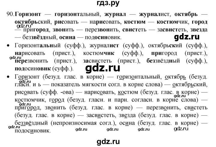 ГДЗ по русскому языку 4 класс  Канакина   часть 1 / упражнение - 90, Решебник к учебнику 2023