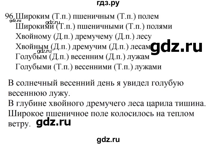 ГДЗ по русскому языку 4 класс  Канакина   часть 2 / упражнение - 96, Решебник к учебнику 2023
