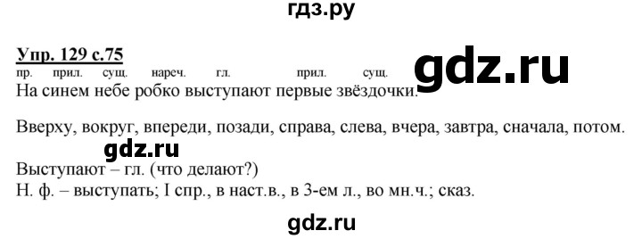 ГДЗ по русскому языку 4 класс  Канакина   часть 1 / упражнение - 129, Решебник №1 к учебнику 2014