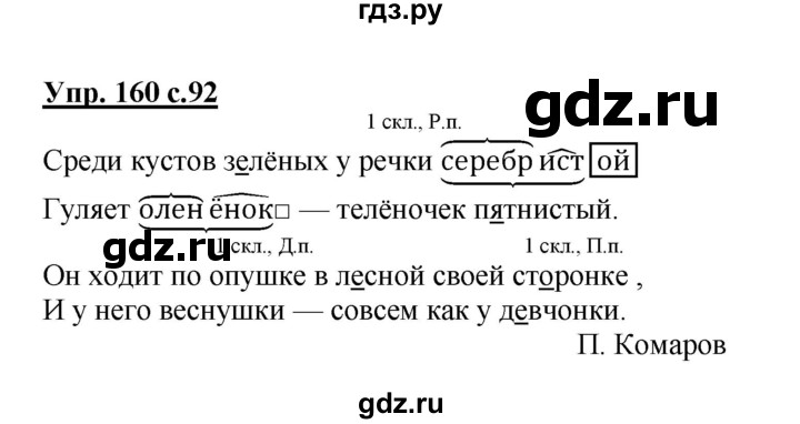 ГДЗ по русскому языку 4 класс  Канакина   часть 1 / упражнение - 160, Решебник №1 к учебнику 2014