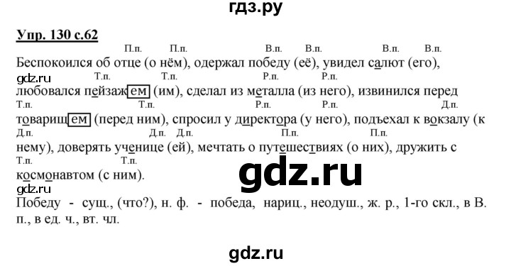 ГДЗ по русскому языку 4 класс  Канакина   часть 2 / упражнение - 130, Решебник №1 к учебнику 2014