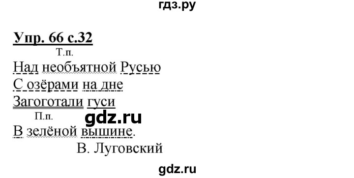 ГДЗ по русскому языку 4 класс  Канакина   часть 2 / упражнение - 66, Решебник №1 к учебнику 2014