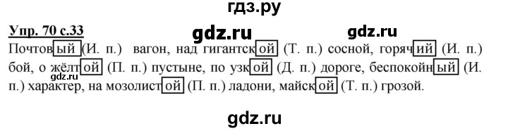 ГДЗ по русскому языку 4 класс  Канакина   часть 2 / упражнение - 70, Решебник №1 к учебнику 2014