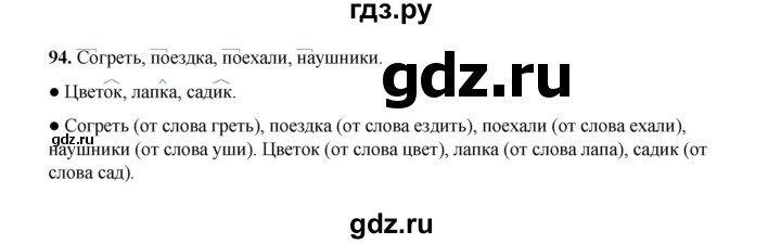 ГДЗ по русскому языку 4 класс  Канакина   часть 1 / упражнение - 94, Решебник 2025