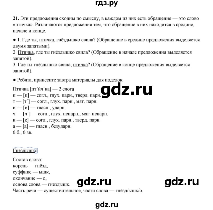ГДЗ по русскому языку 4 класс Канакина, Горецкий часть 1 - ответ на номер 21, Решебник 2025
