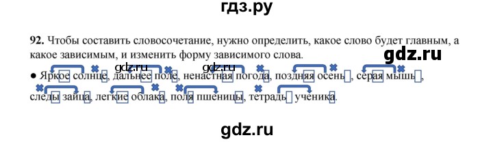 ГДЗ по русскому языку 4 класс Канакина, Горецкий часть 1 - ответ на номер 92, Решебник 2025