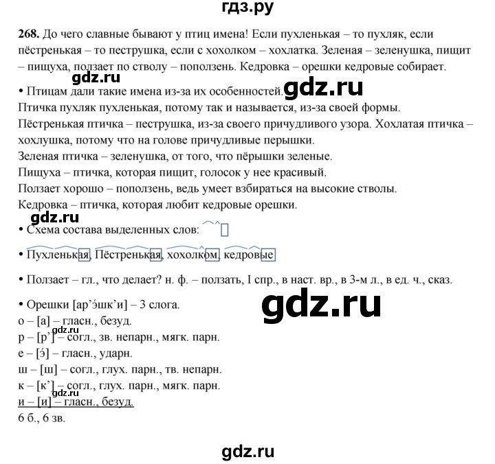ГДЗ по русскому языку 4 класс Канакина, Горецкий часть 2 - ответ на номер 268, Решебник 2025