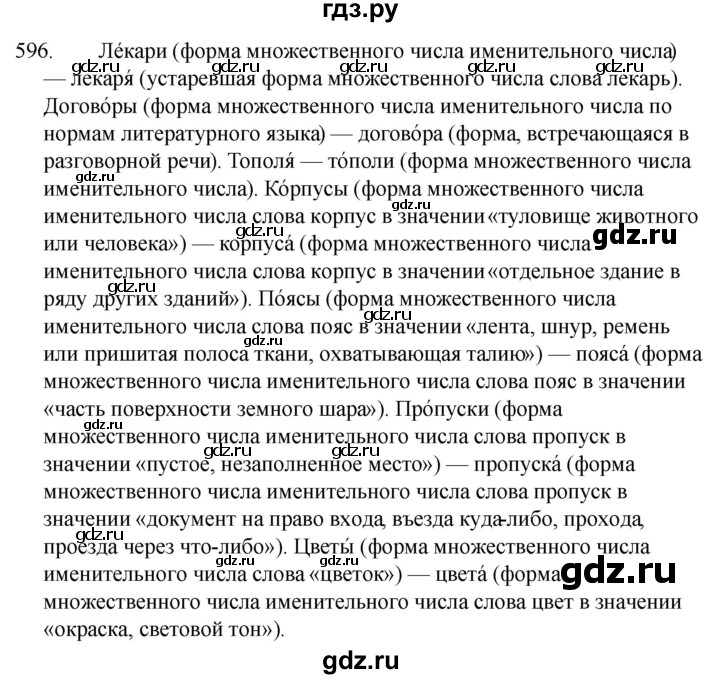 ГДЗ по русскому языку 5 класс  Ладыженская   упражнение - 596, Решебник