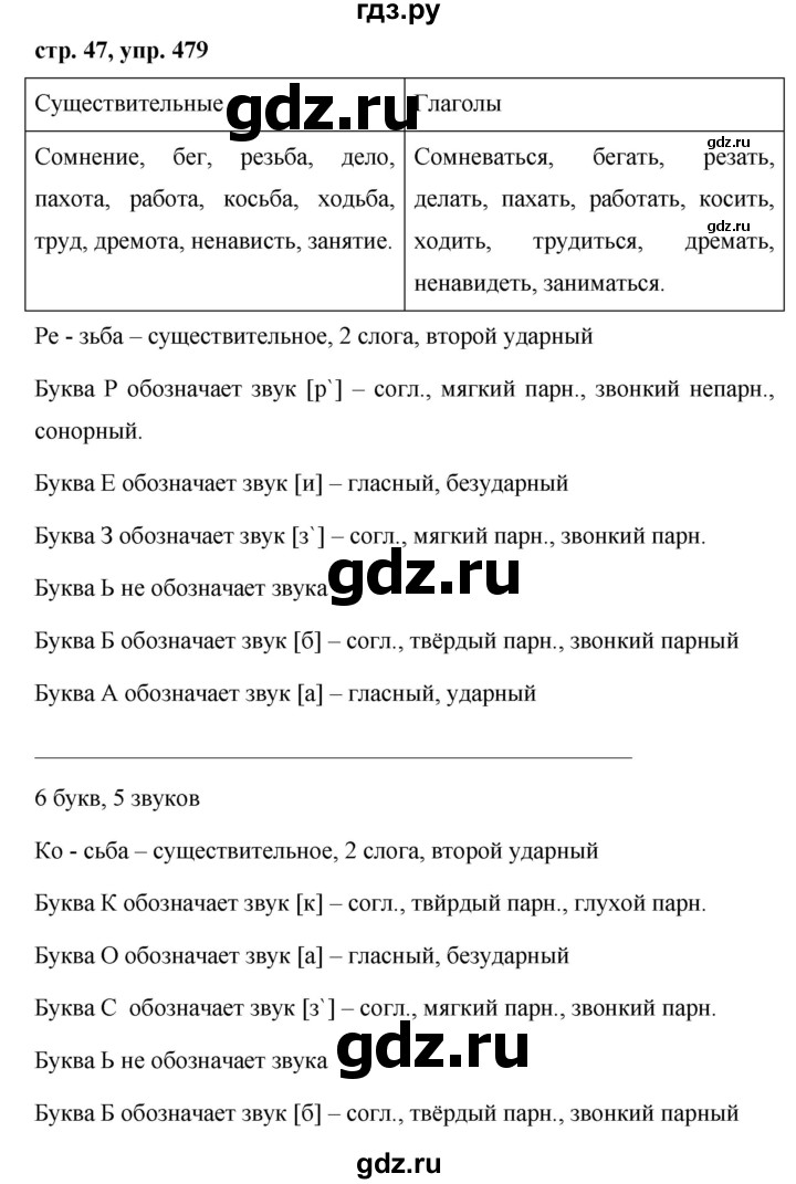 ГДЗ упражнение 479 русский язык 5 класс Ладыженская, Баранов
